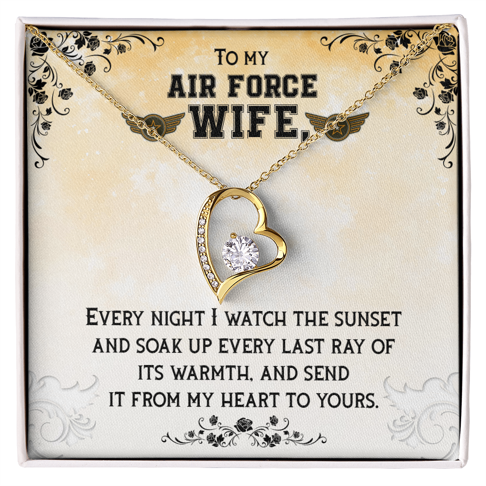 To My Wife From My Heart to Yours Air Force Wife Forever Necklace w Message Card-Express Your Love Gifts