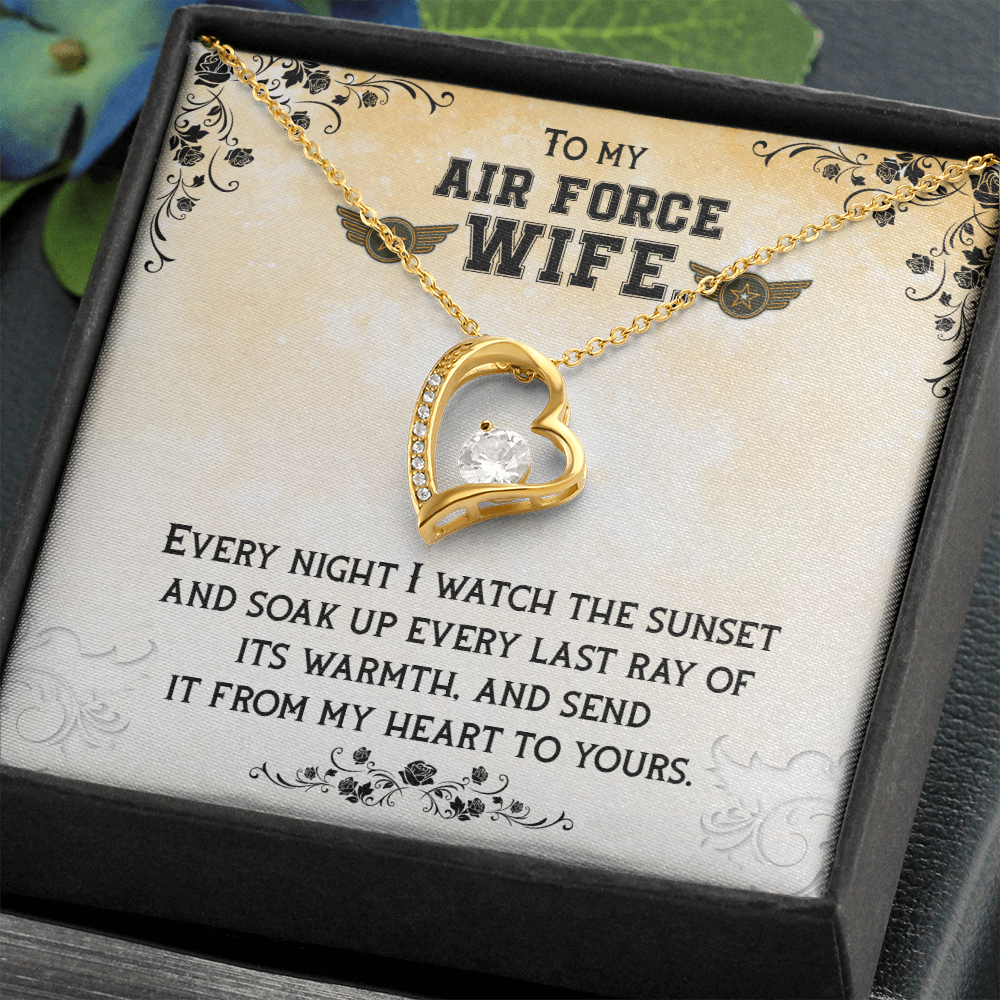 To My Wife From My Heart to Yours Air Force Wife Forever Necklace w Message Card-Express Your Love Gifts