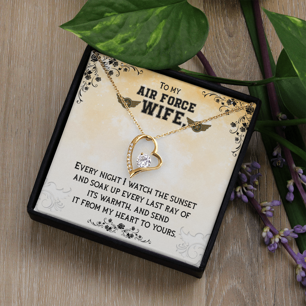 To My Wife From My Heart to Yours Air Force Wife Forever Necklace w Message Card-Express Your Love Gifts