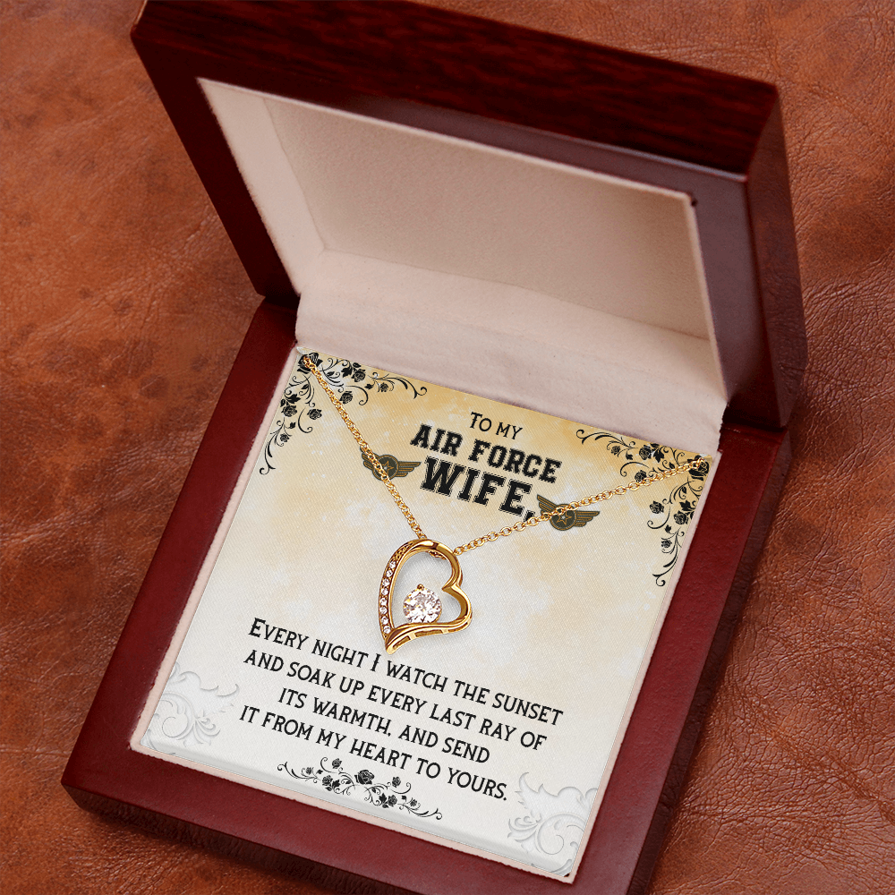 To My Wife From My Heart to Yours Air Force Wife Forever Necklace w Message Card-Express Your Love Gifts