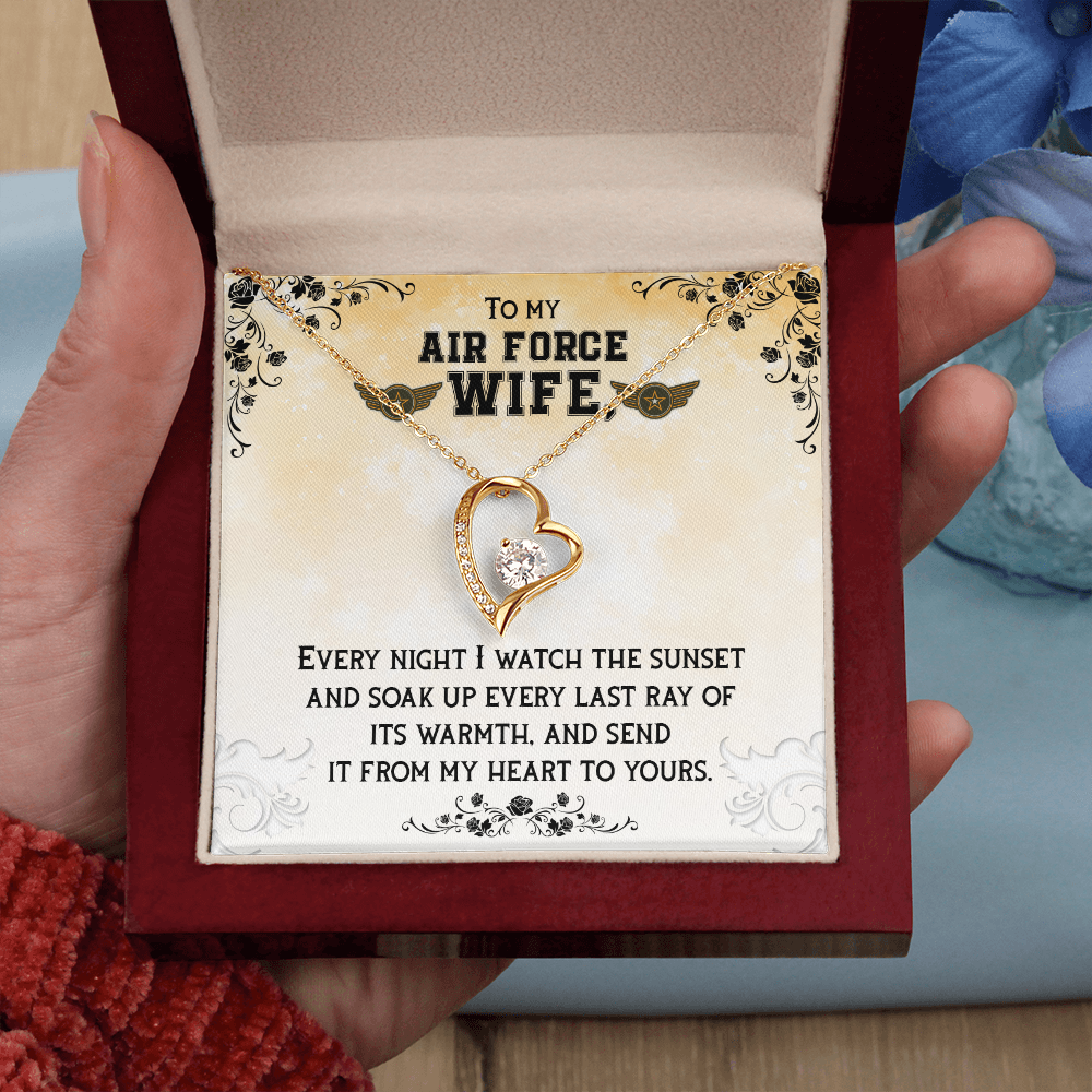 To My Wife From My Heart to Yours Air Force Wife Forever Necklace w Message Card-Express Your Love Gifts