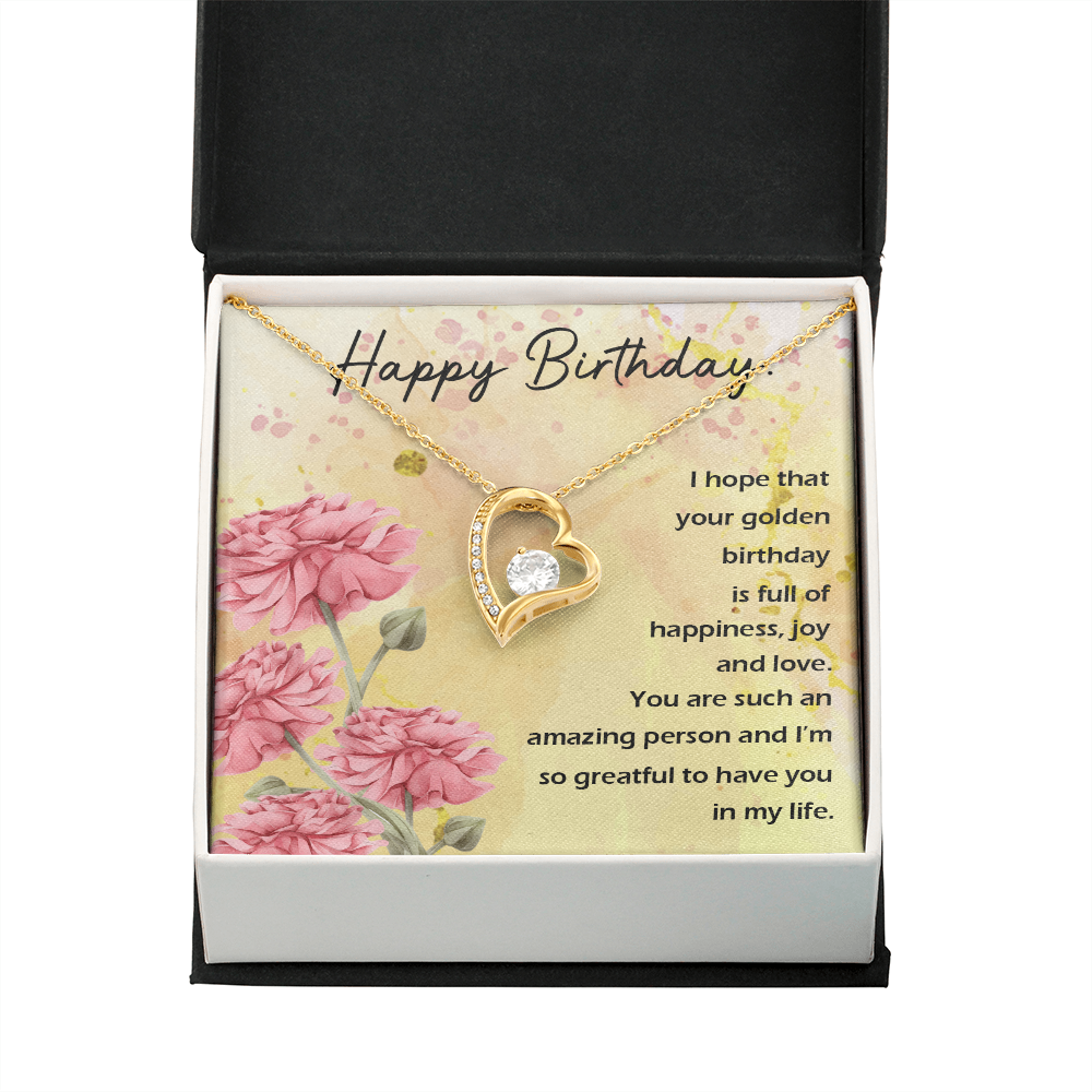 To My Wife Golden Birthday Message Forever Necklace w Message Card-Express Your Love Gifts