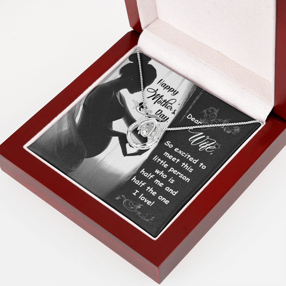 To My Wife Half Me Lucky Horseshoe Necklace Message Card 14k w CZ Crystals-Express Your Love Gifts