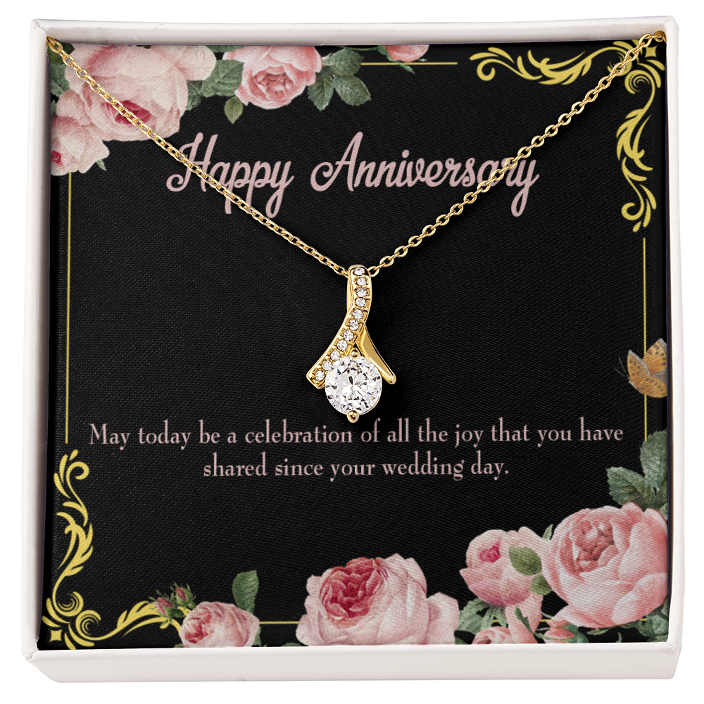 To My Wife Happy Anniversary Alluring Ribbon Necklace Message Card-Express Your Love Gifts