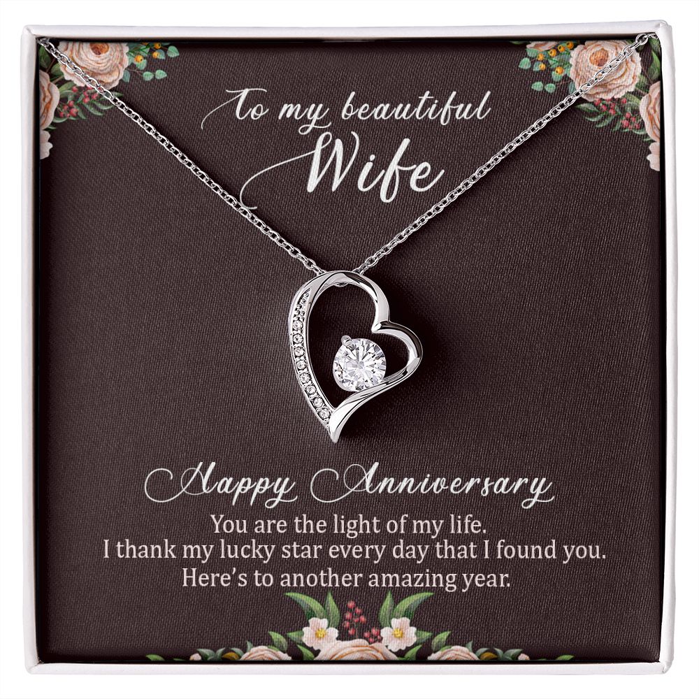 To My Wife Happy Anniversary Forever Necklace w Message Card-Express Your Love Gifts