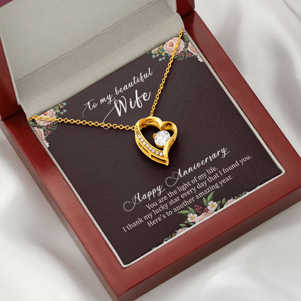 To My Wife Happy Anniversary Forever Necklace w Message Card-Express Your Love Gifts