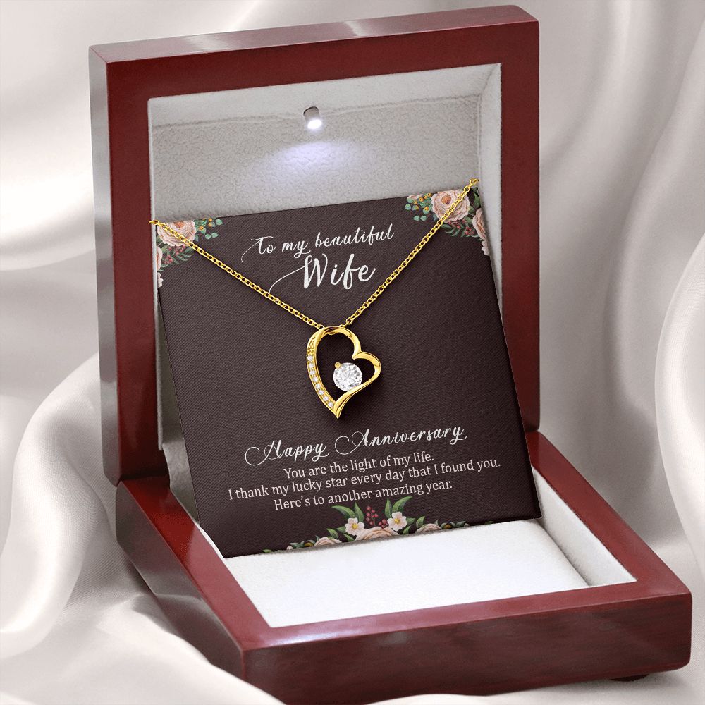 To My Wife Happy Anniversary Forever Necklace w Message Card-Express Your Love Gifts