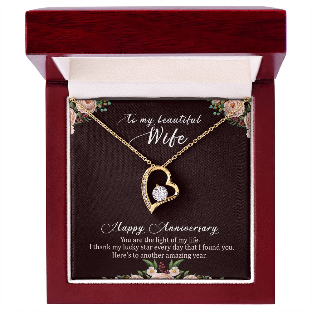 To My Wife Happy Anniversary Forever Necklace w Message Card-Express Your Love Gifts