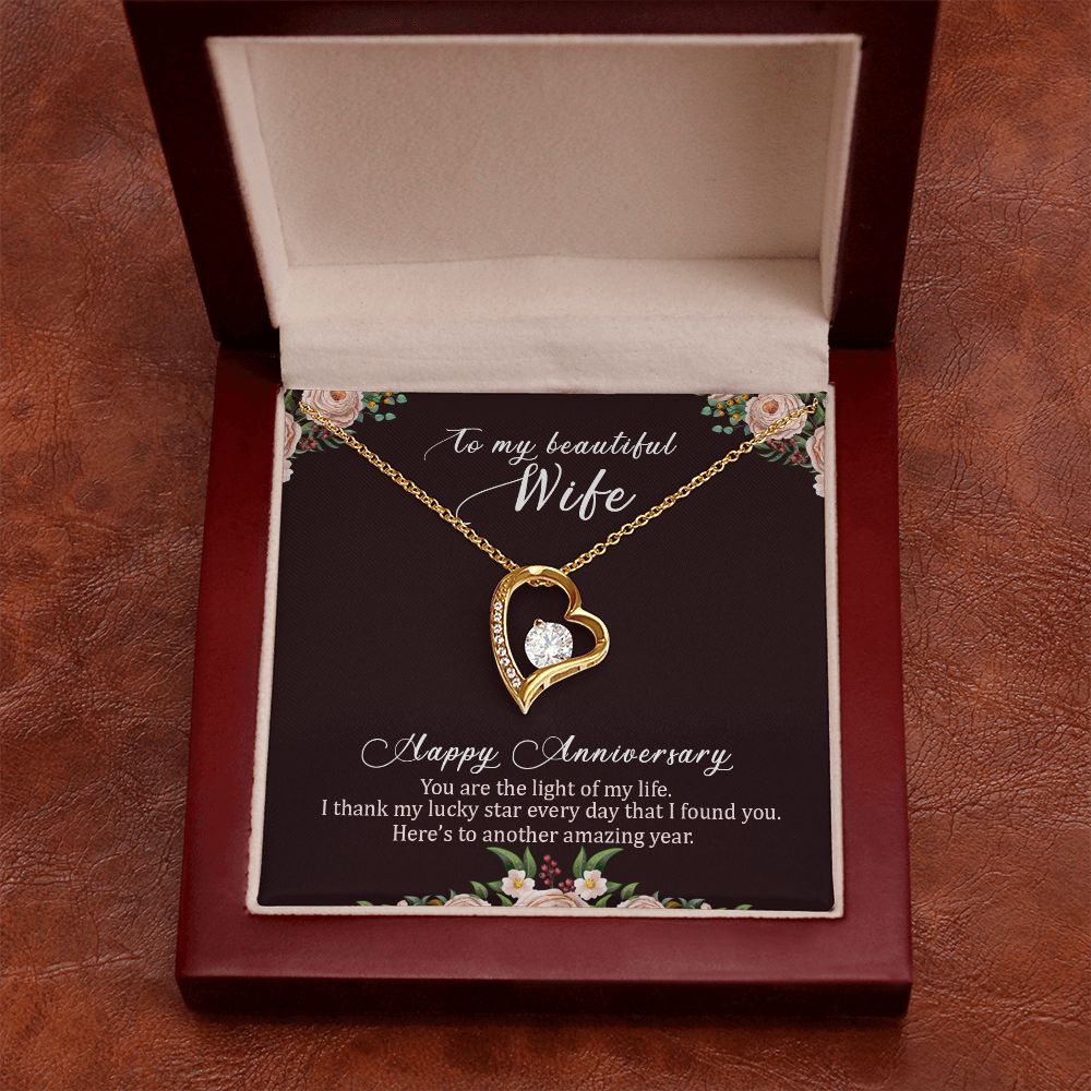 To My Wife Happy Anniversary Forever Necklace w Message Card-Express Your Love Gifts