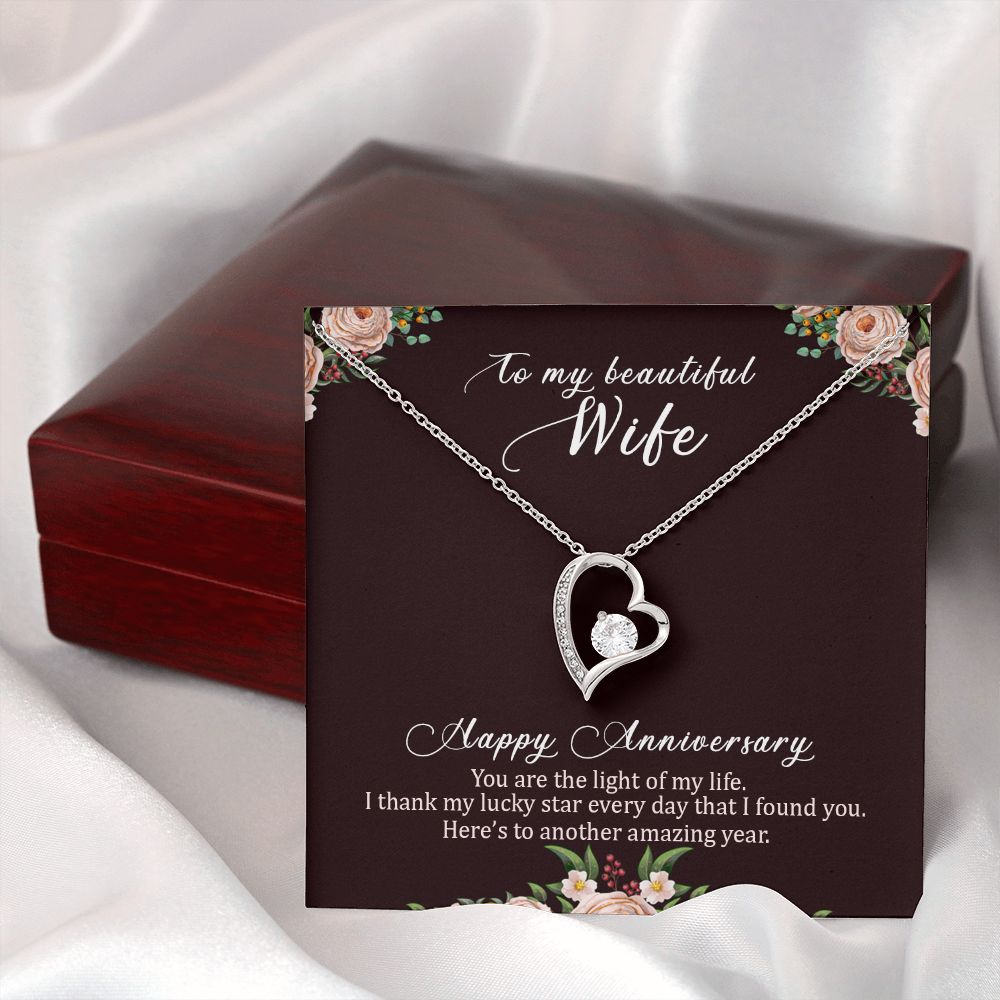 To My Wife Happy Anniversary Forever Necklace w Message Card-Express Your Love Gifts