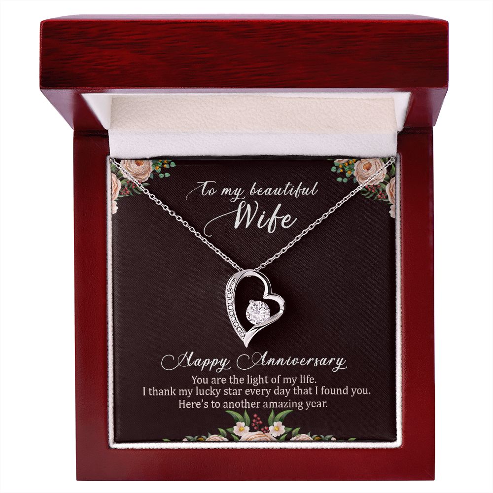 To My Wife Happy Anniversary Forever Necklace w Message Card-Express Your Love Gifts