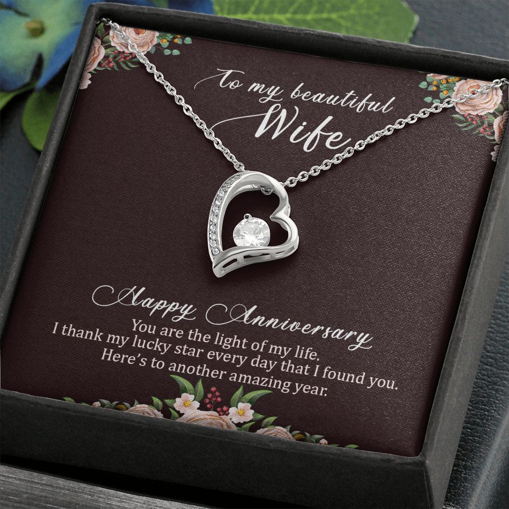 To My Wife Happy Anniversary Forever Necklace w Message Card-Express Your Love Gifts