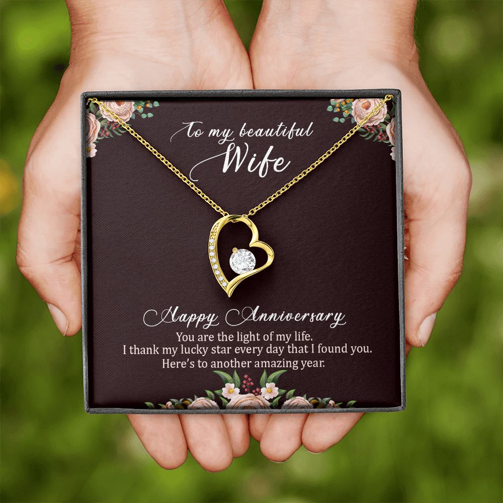 To My Wife Happy Anniversary Forever Necklace w Message Card-Express Your Love Gifts