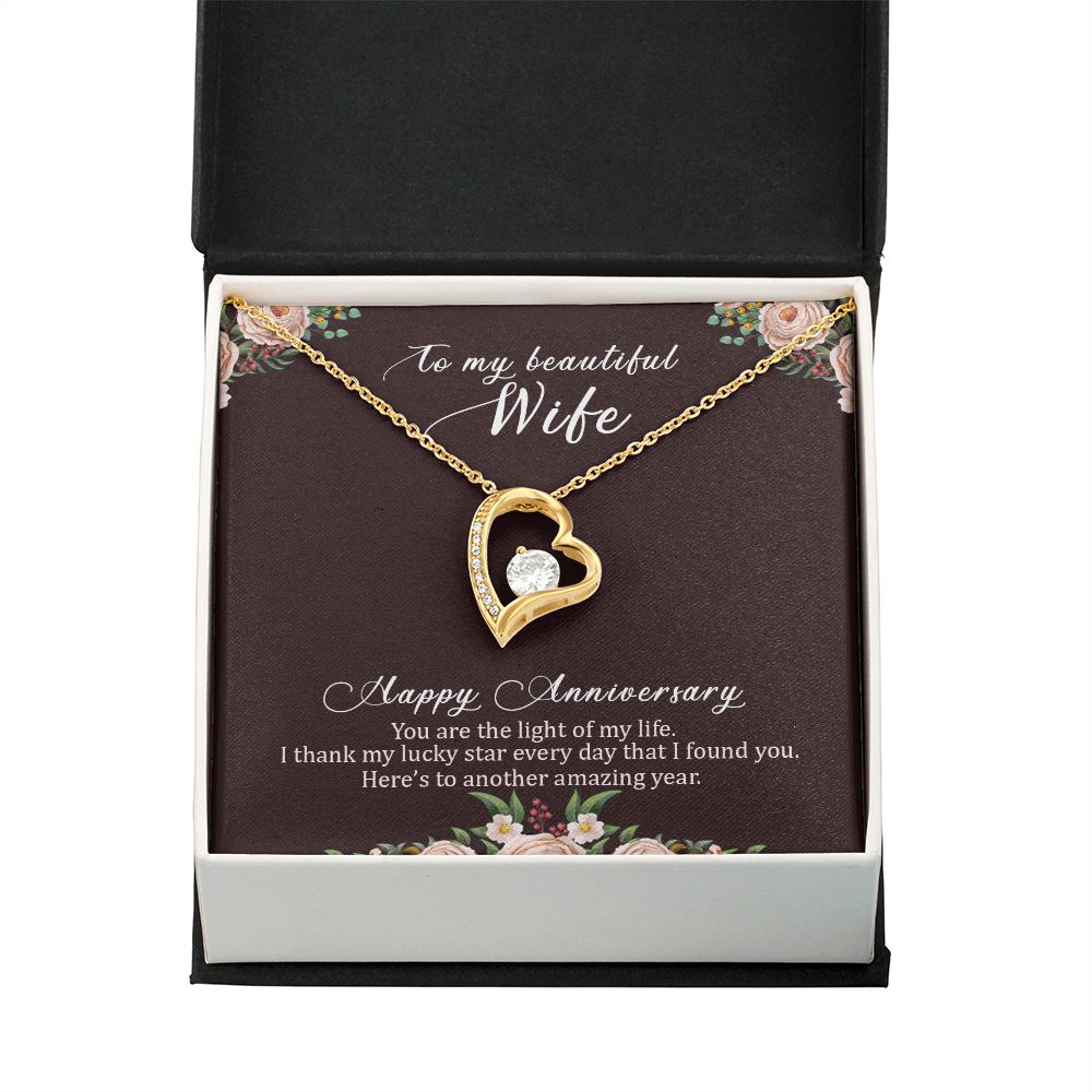 To My Wife Happy Anniversary Forever Necklace w Message Card-Express Your Love Gifts