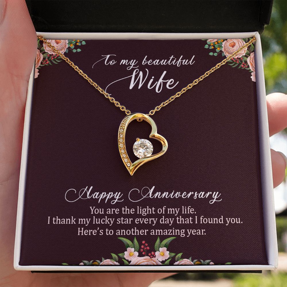 To My Wife Happy Anniversary Forever Necklace w Message Card-Express Your Love Gifts