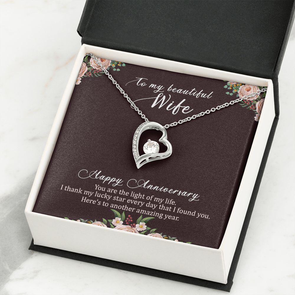 To My Wife Happy Anniversary Forever Necklace w Message Card-Express Your Love Gifts