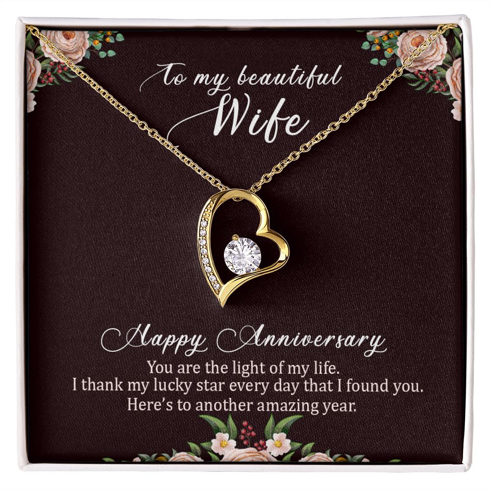 To My Wife Happy Anniversary Forever Necklace w Message Card-Express Your Love Gifts