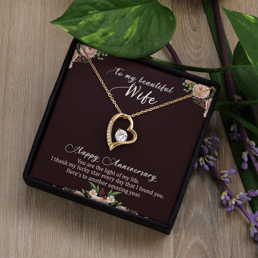 To My Wife Happy Anniversary Forever Necklace w Message Card-Express Your Love Gifts