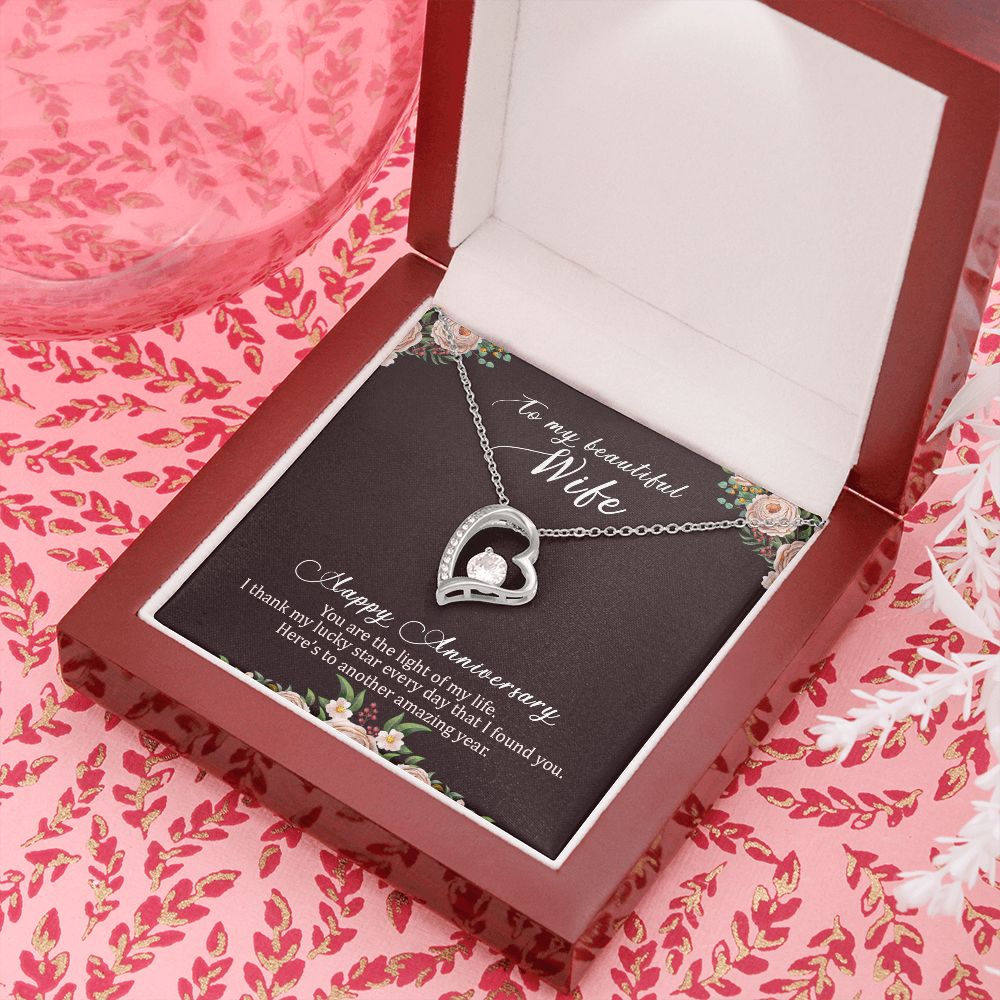 To My Wife Happy Anniversary Forever Necklace w Message Card-Express Your Love Gifts