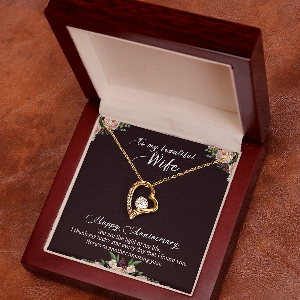 To My Wife Happy Anniversary Forever Necklace w Message Card-Express Your Love Gifts