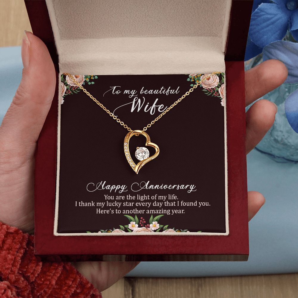 To My Wife Happy Anniversary Forever Necklace w Message Card-Express Your Love Gifts