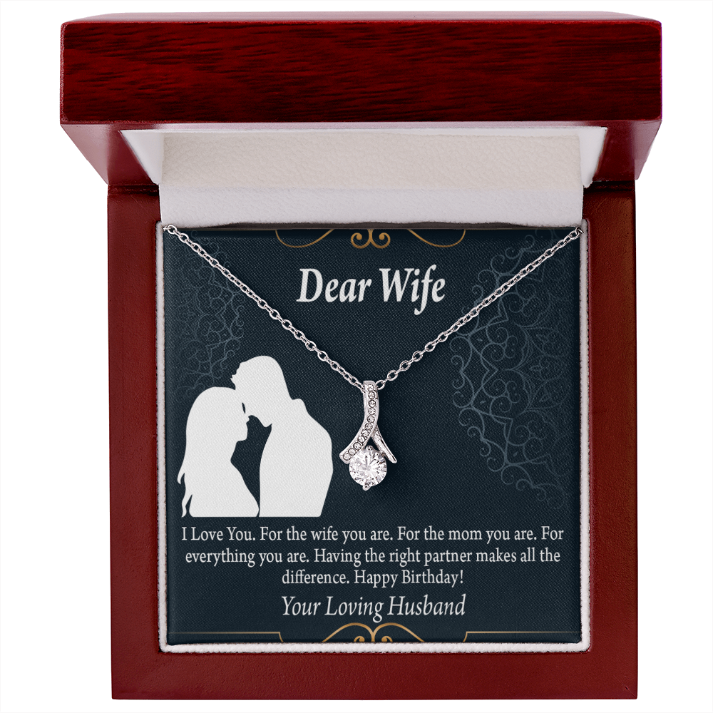 To My Wife Happy Birthday Dear Alluring Ribbon Necklace Message Card-Express Your Love Gifts