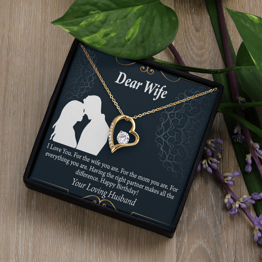 To My Wife Happy Birthday Dear Forever Necklace w Message Card-Express Your Love Gifts