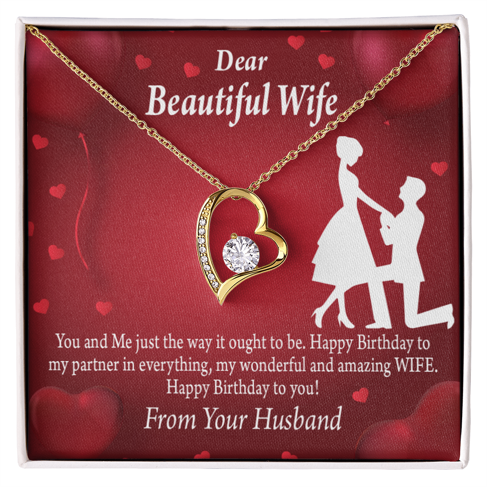 To My Wife Happy Birthday Forever Necklace w Message Card-Express Your Love Gifts