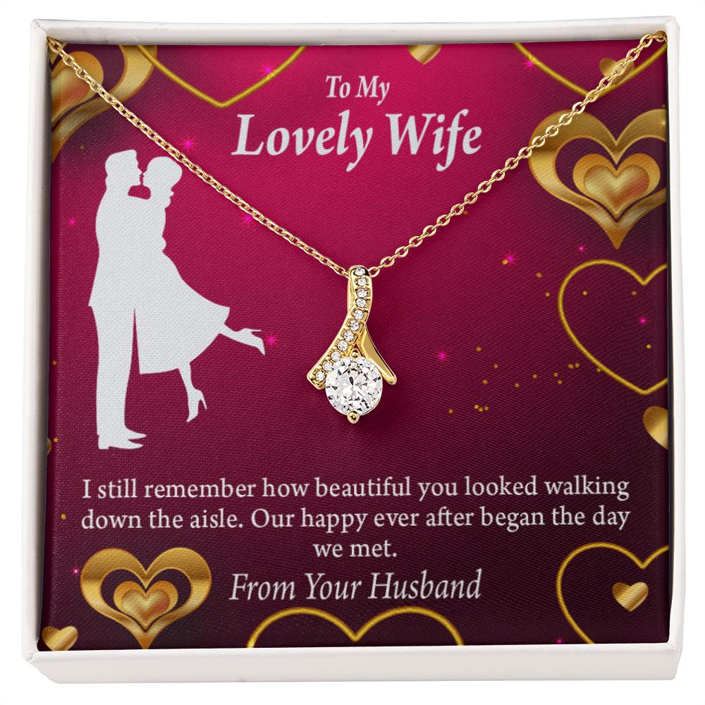 To My Wife Happy Ever After Alluring Ribbon Necklace Message Card-Express Your Love Gifts