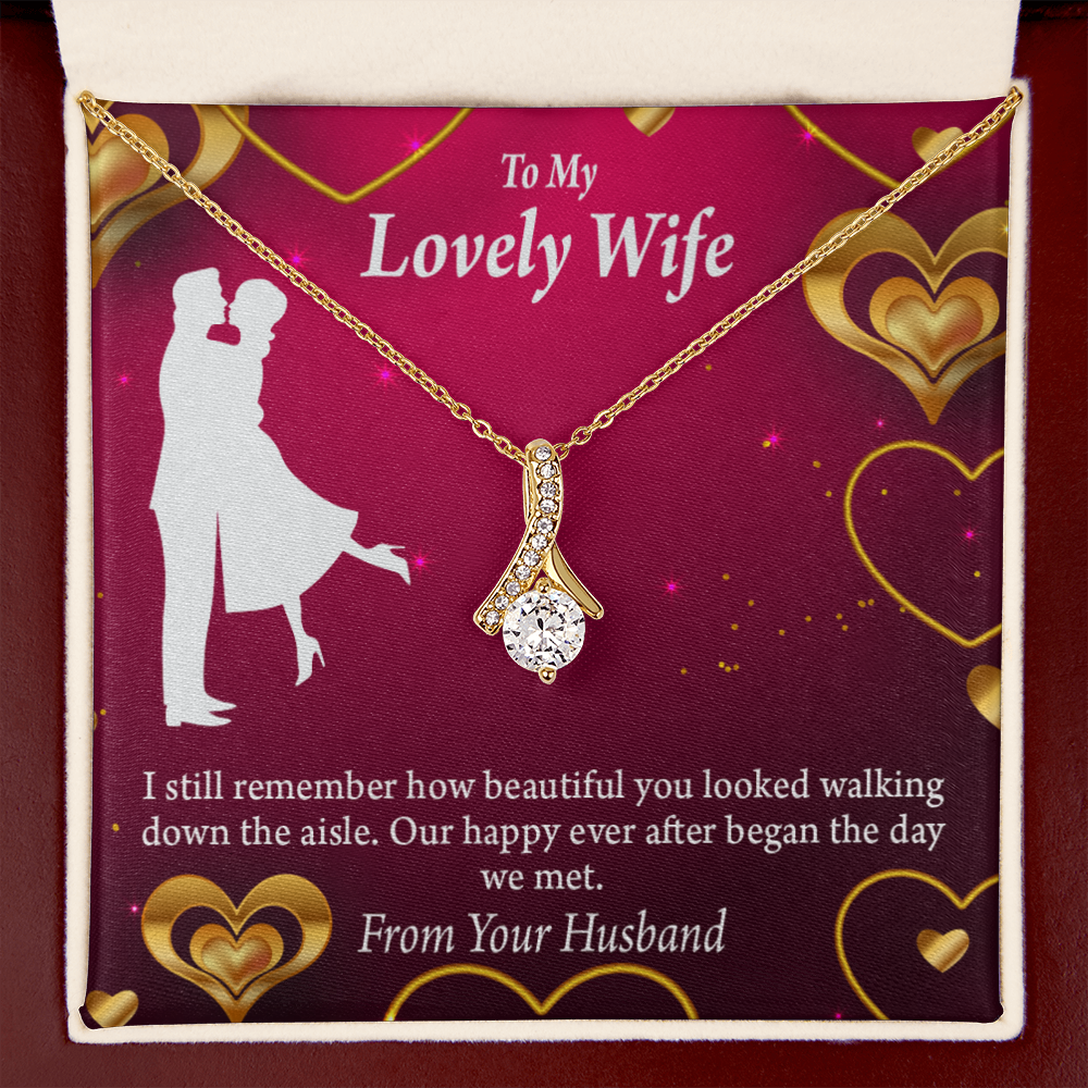 To My Wife Happy Ever After Alluring Ribbon Necklace Message Card-Express Your Love Gifts