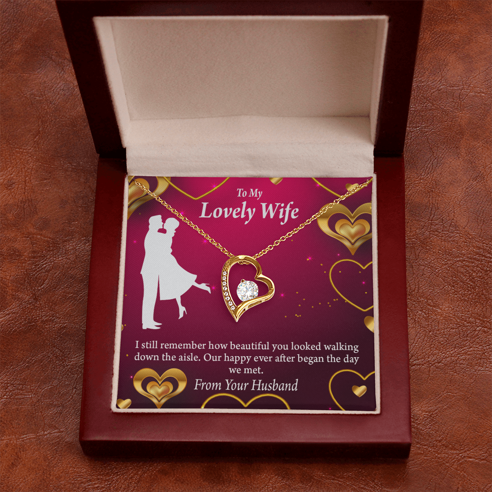 To My Wife Happy Ever After Forever Necklace w Message Card-Express Your Love Gifts