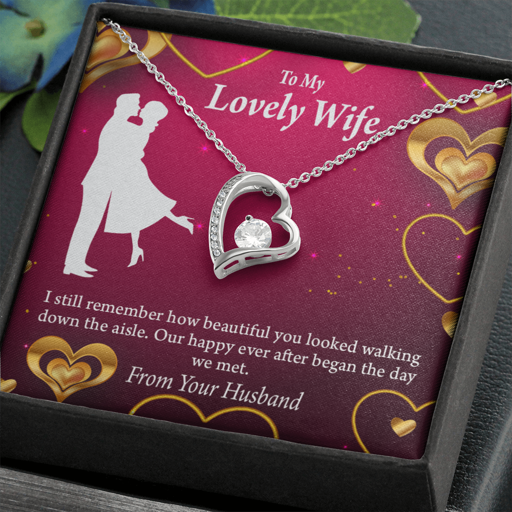 To My Wife Happy Ever After Forever Necklace w Message Card-Express Your Love Gifts