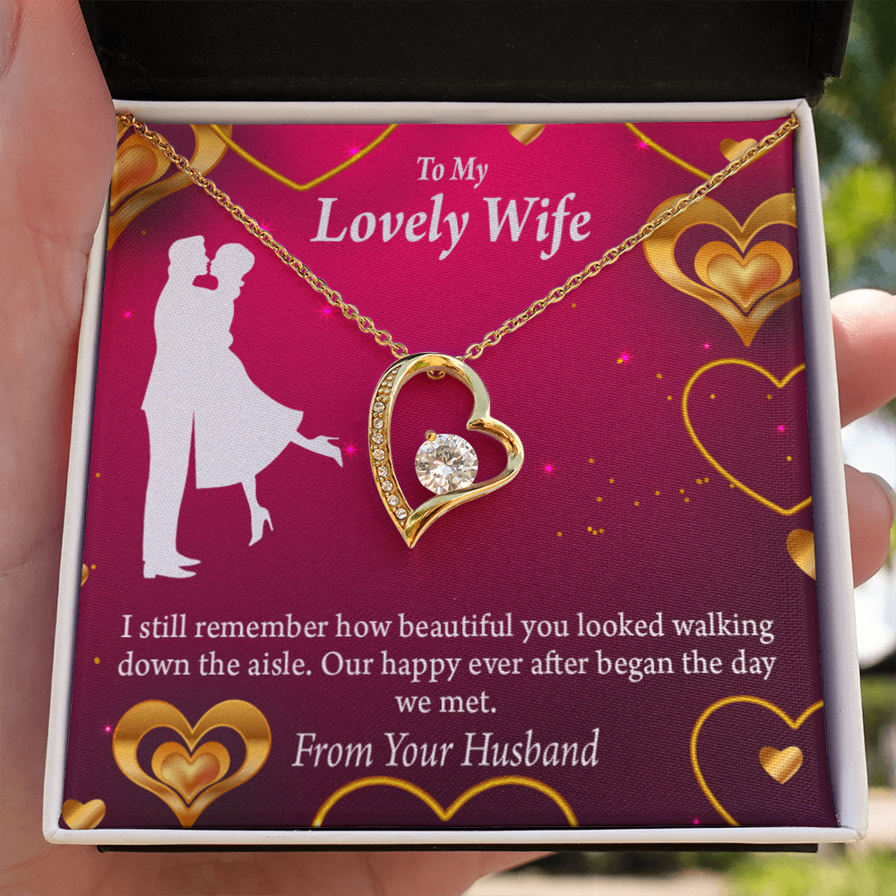 To My Wife Happy Ever After Forever Necklace w Message Card-Express Your Love Gifts