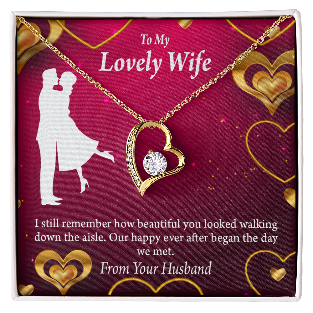 To My Wife Happy Ever After Forever Necklace w Message Card-Express Your Love Gifts