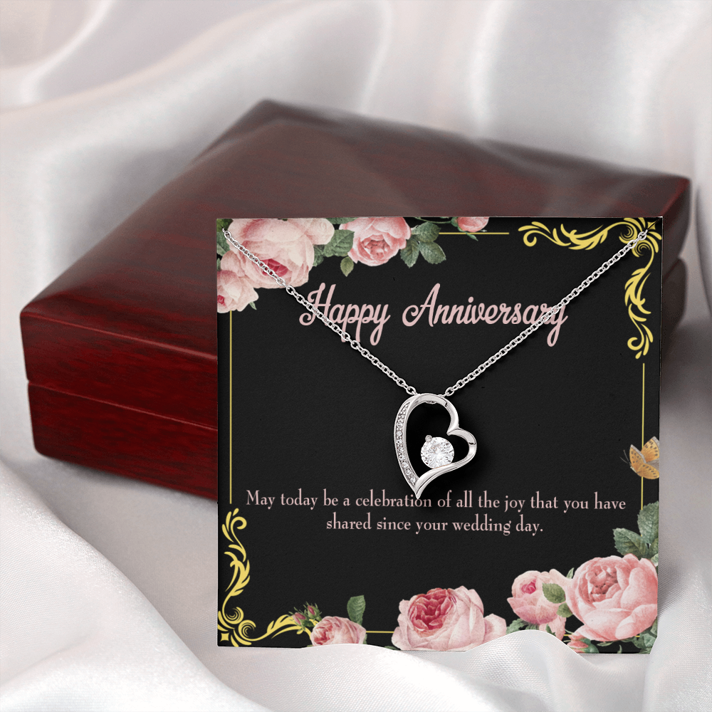 To My Wife Happy Wedding Anniversary Forever Necklace w Message Card-Express Your Love Gifts