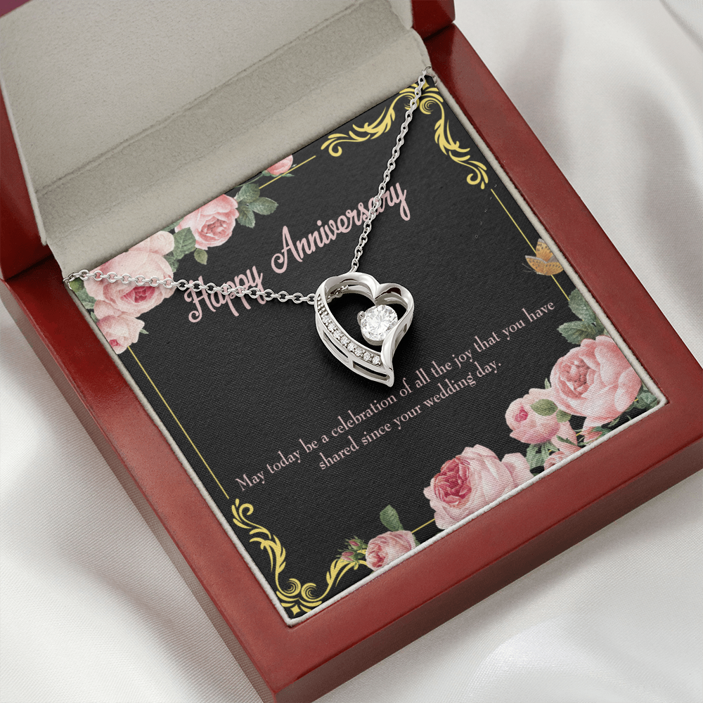 To My Wife Happy Wedding Anniversary Forever Necklace w Message Card-Express Your Love Gifts