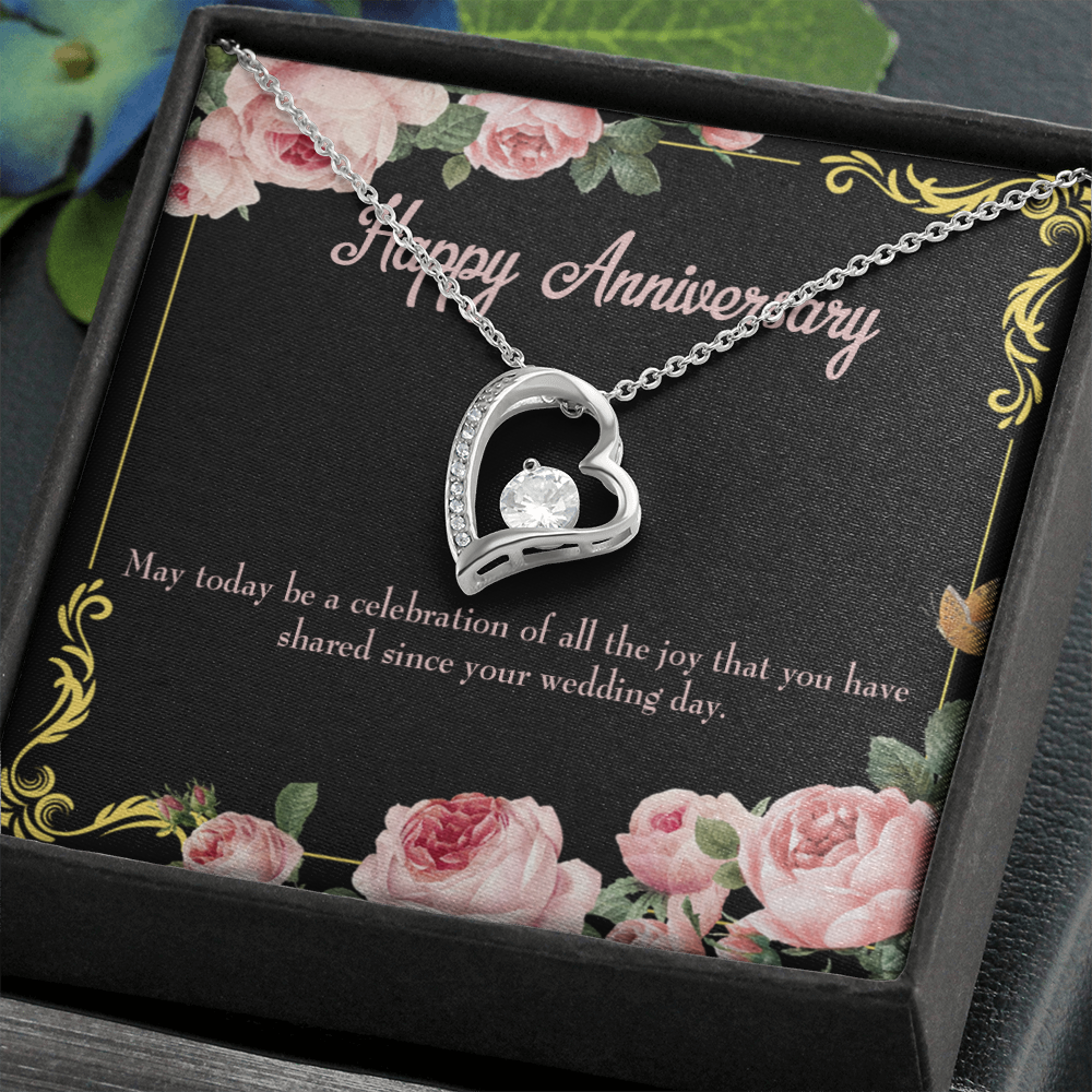 To My Wife Happy Wedding Anniversary Forever Necklace w Message Card-Express Your Love Gifts