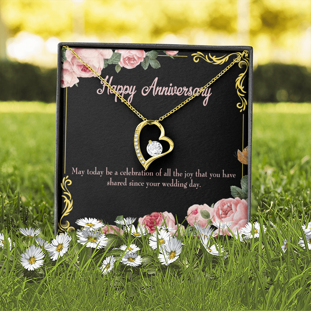 To My Wife Happy Wedding Anniversary Forever Necklace w Message Card-Express Your Love Gifts