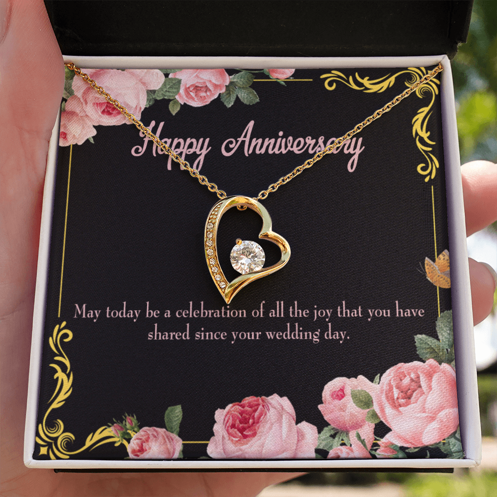 To My Wife Happy Wedding Anniversary Forever Necklace w Message Card-Express Your Love Gifts