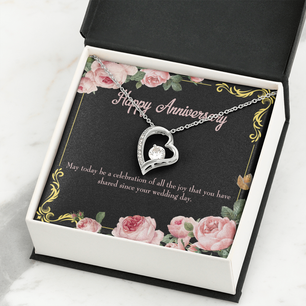 To My Wife Happy Wedding Anniversary Forever Necklace w Message Card-Express Your Love Gifts