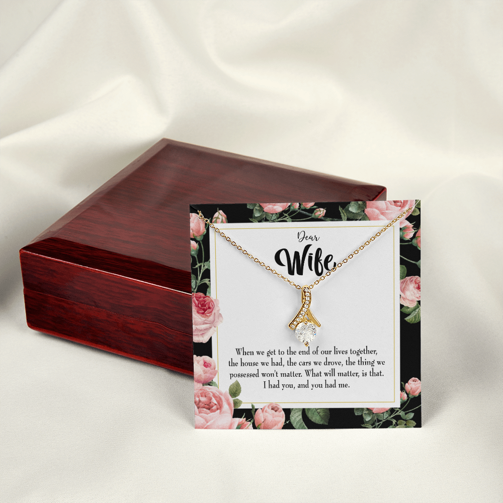 To My Wife Have Each Other Alluring Ribbon Necklace Message Card-Express Your Love Gifts