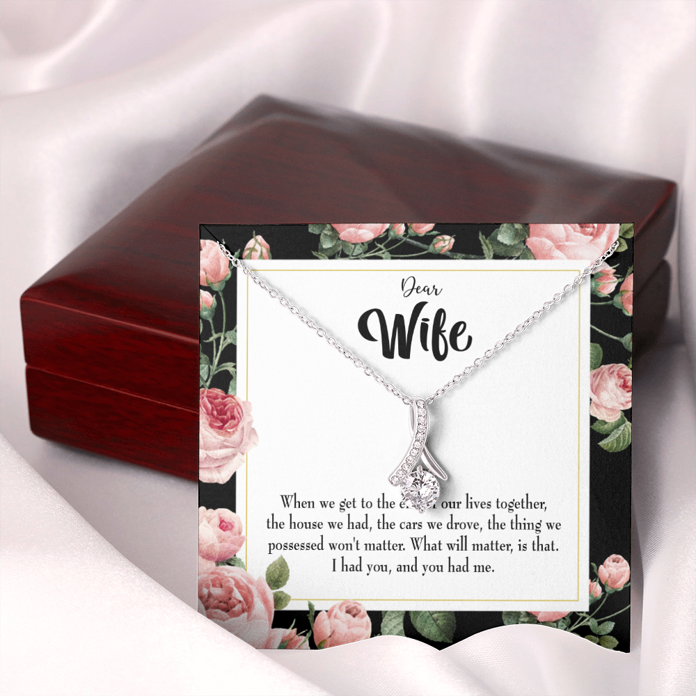 To My Wife Have Each Other Alluring Ribbon Necklace Message Card-Express Your Love Gifts