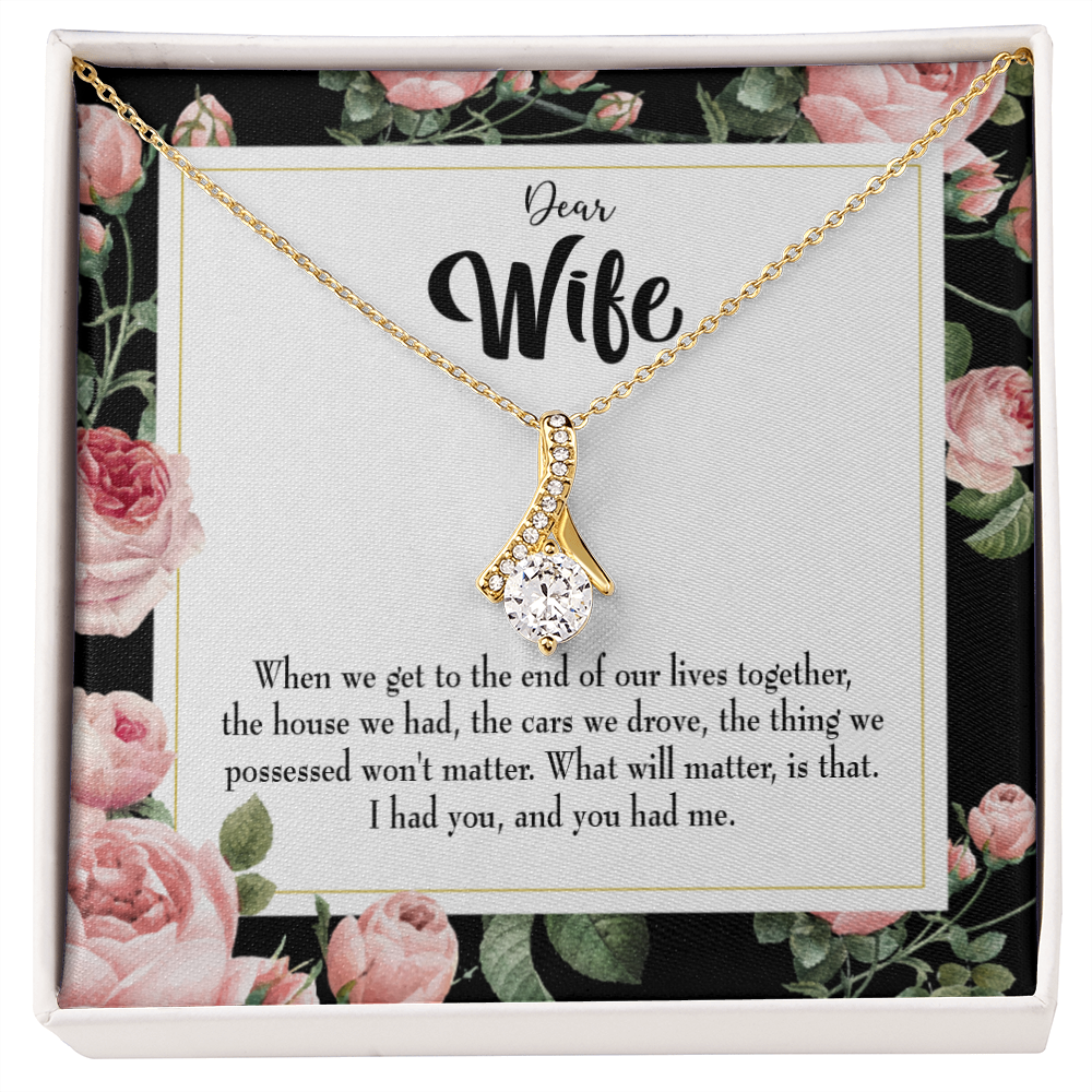 To My Wife Have Each Other Alluring Ribbon Necklace Message Card-Express Your Love Gifts