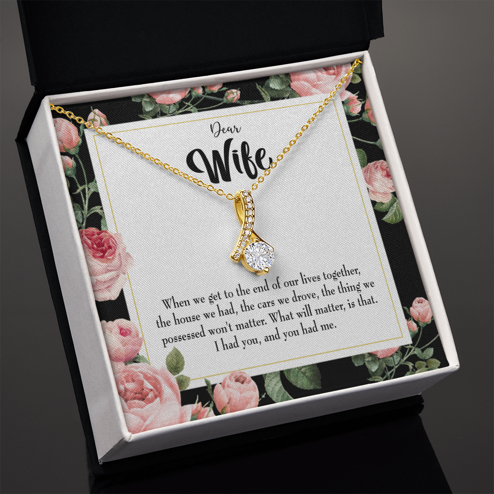 To My Wife Have Each Other Alluring Ribbon Necklace Message Card-Express Your Love Gifts