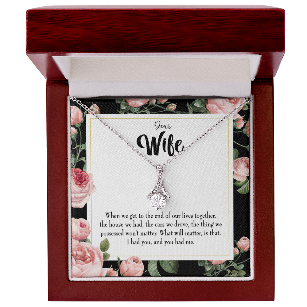 To My Wife Have Each Other Alluring Ribbon Necklace Message Card-Express Your Love Gifts