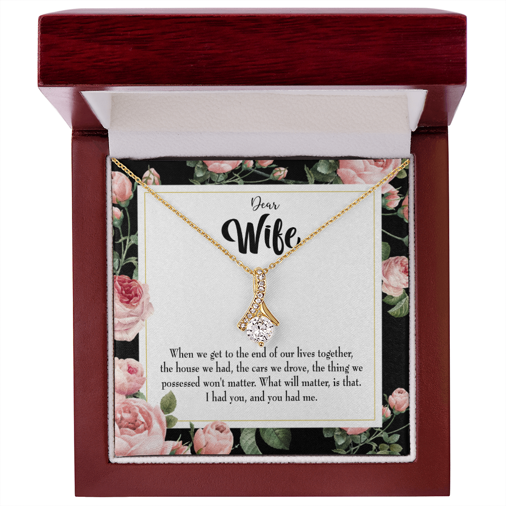 To My Wife Have Each Other Alluring Ribbon Necklace Message Card-Express Your Love Gifts