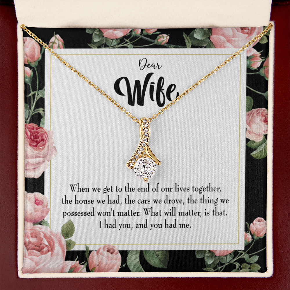 To My Wife Have Each Other Alluring Ribbon Necklace Message Card-Express Your Love Gifts