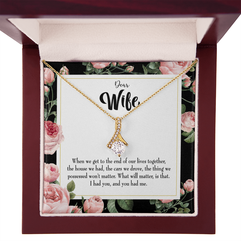 To My Wife Have Each Other Alluring Ribbon Necklace Message Card-Express Your Love Gifts