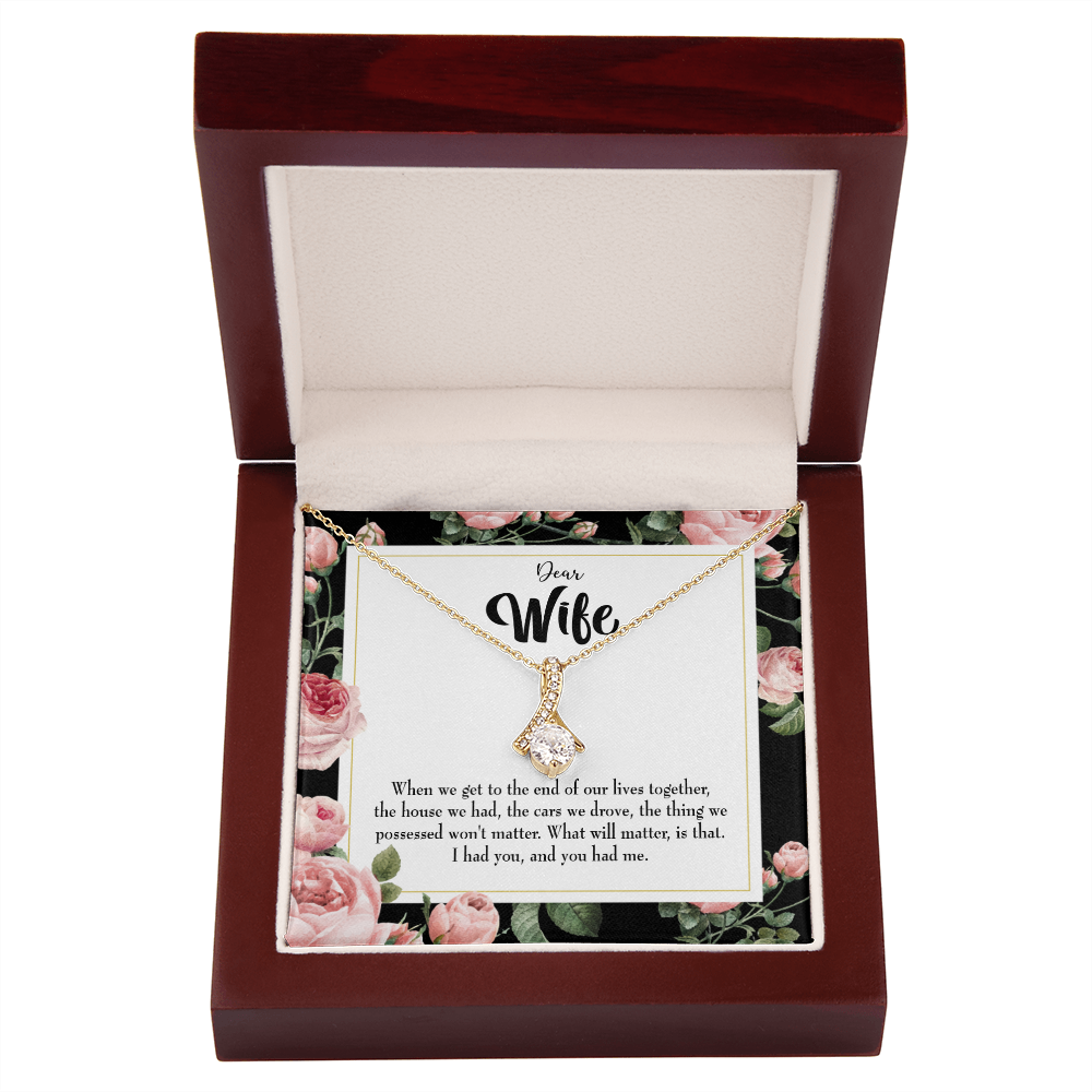 To My Wife Have Each Other Alluring Ribbon Necklace Message Card-Express Your Love Gifts