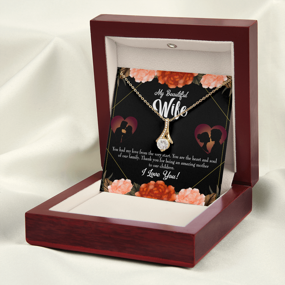 To My Wife Heart and Soul Alluring Ribbon Necklace Message Card-Express Your Love Gifts